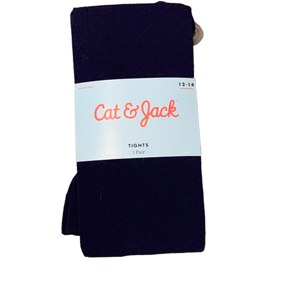 NWT Cat & Jack Navy Tights‎ Footed Size 12/14